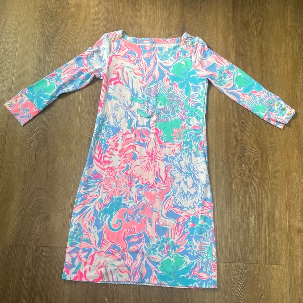 Lilly Pulitzer Sophie Dress Viva La Lilly Blue Peri Pink Beach XS